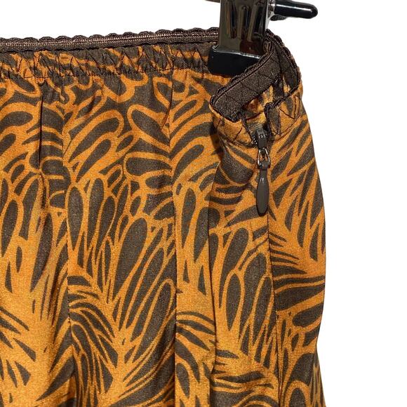 J. Jill Silk Leaf Print Box Pleat Flowy Midi Skirt Brown Orange Women 8 NWT - Picture 7 of 9
